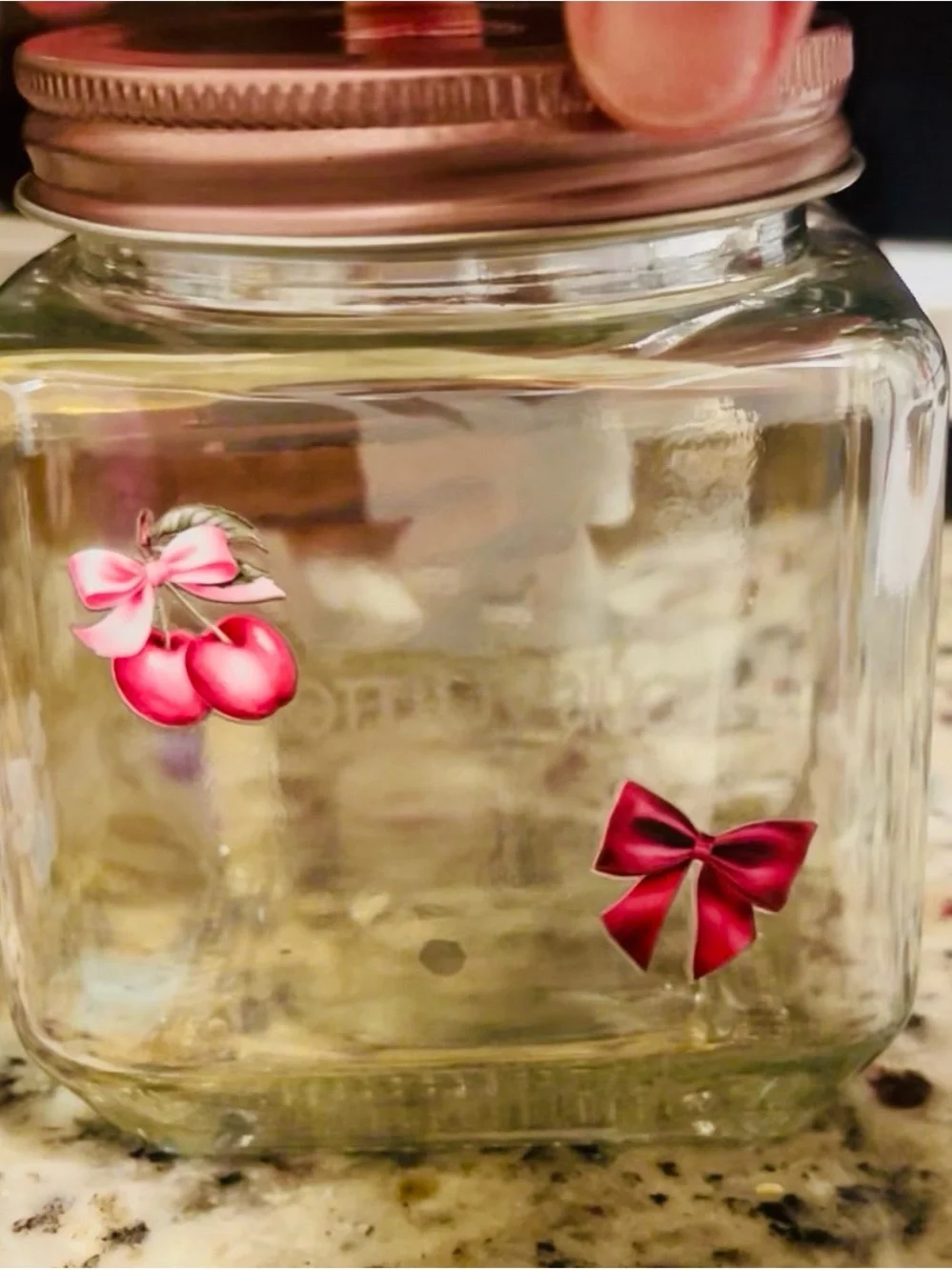 Iridescent Glass Jar Custom Decorated With Lid